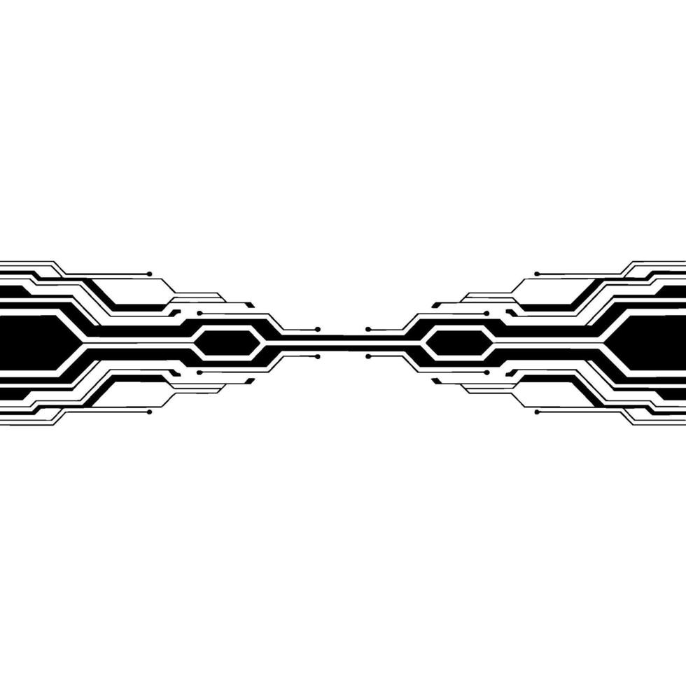 Tech Abstract Background, Black Circuitry on White Space, Futuristic vector