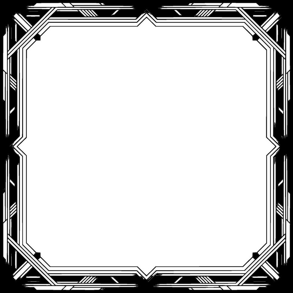Art Deco Frame Elegant Silver and Black Border, White Background vector