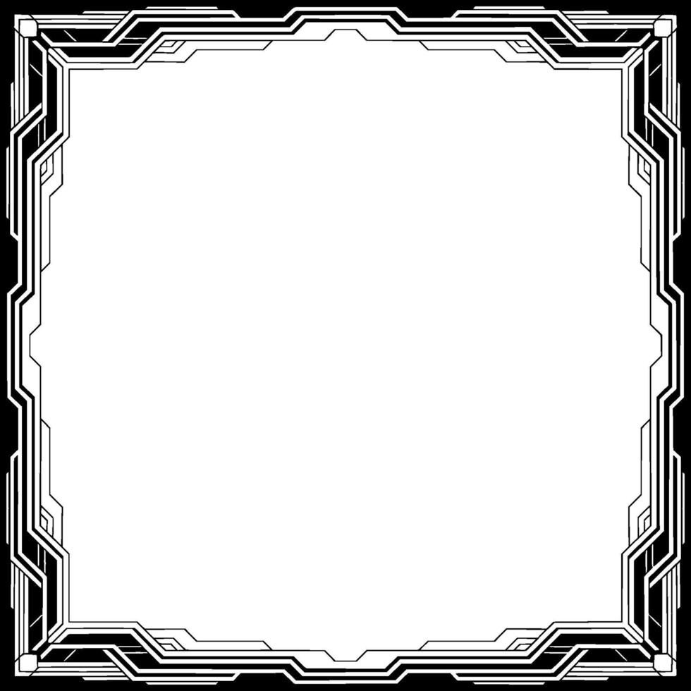 Art Deco Tech Frame Black and White Geometric Border for vector