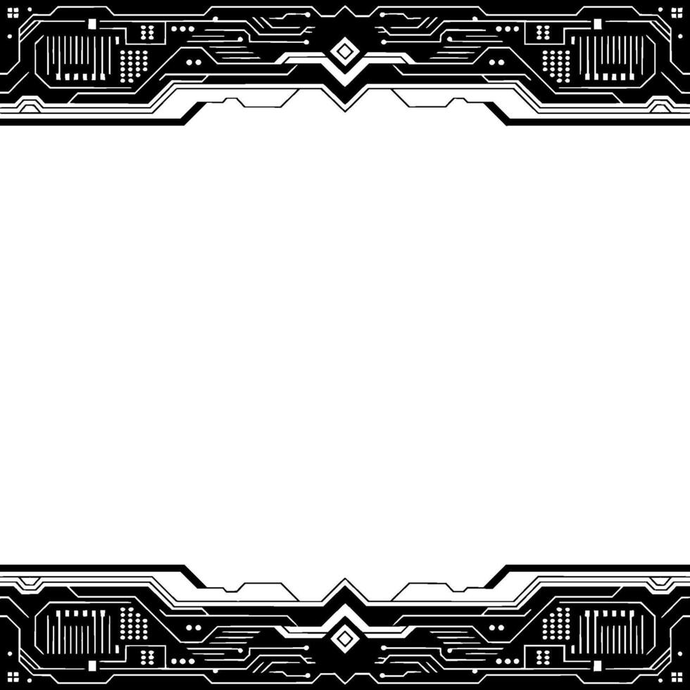 Futuristic Circuit Board Frame on White, Tech vector
