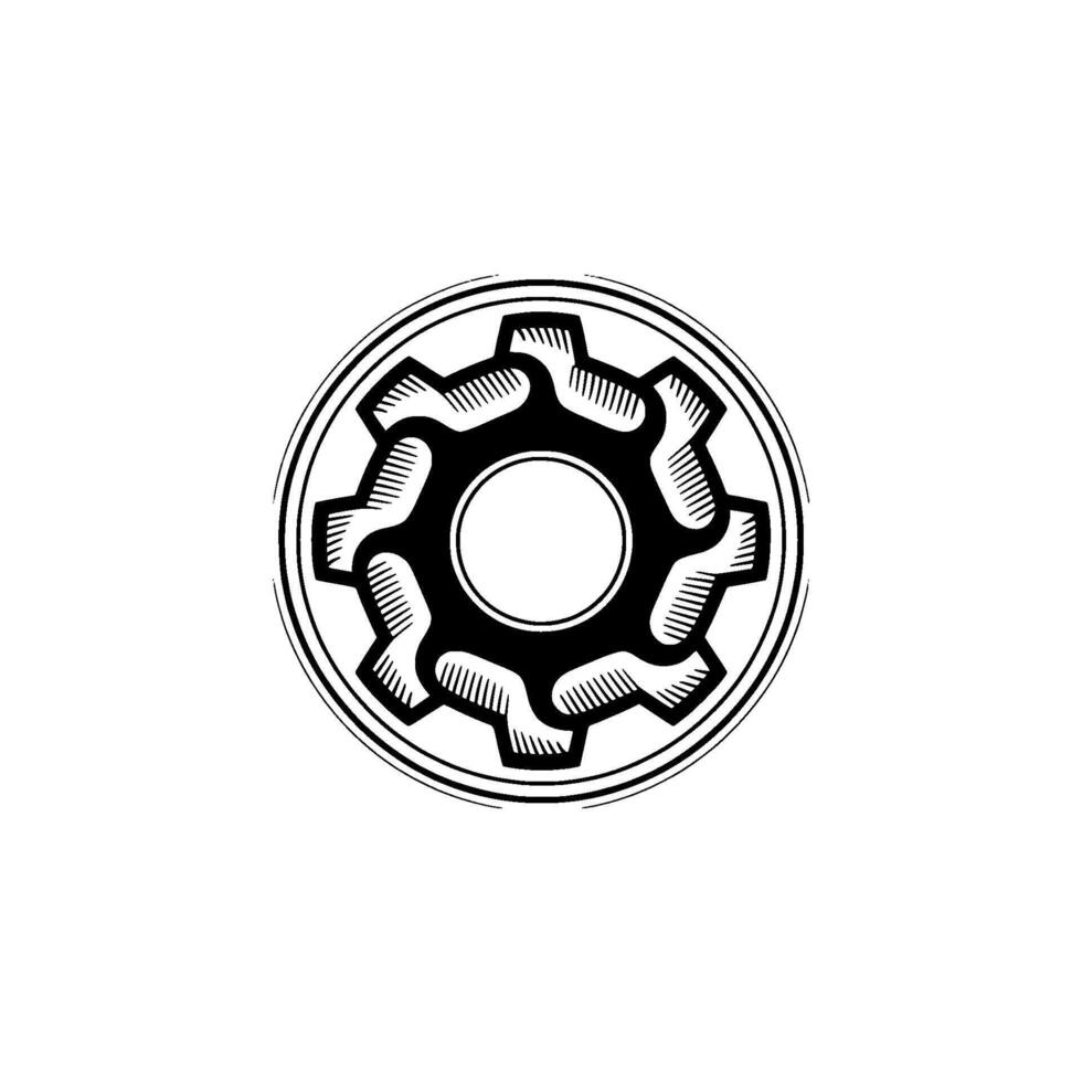 Retro Gear Black and White, Engineering vector