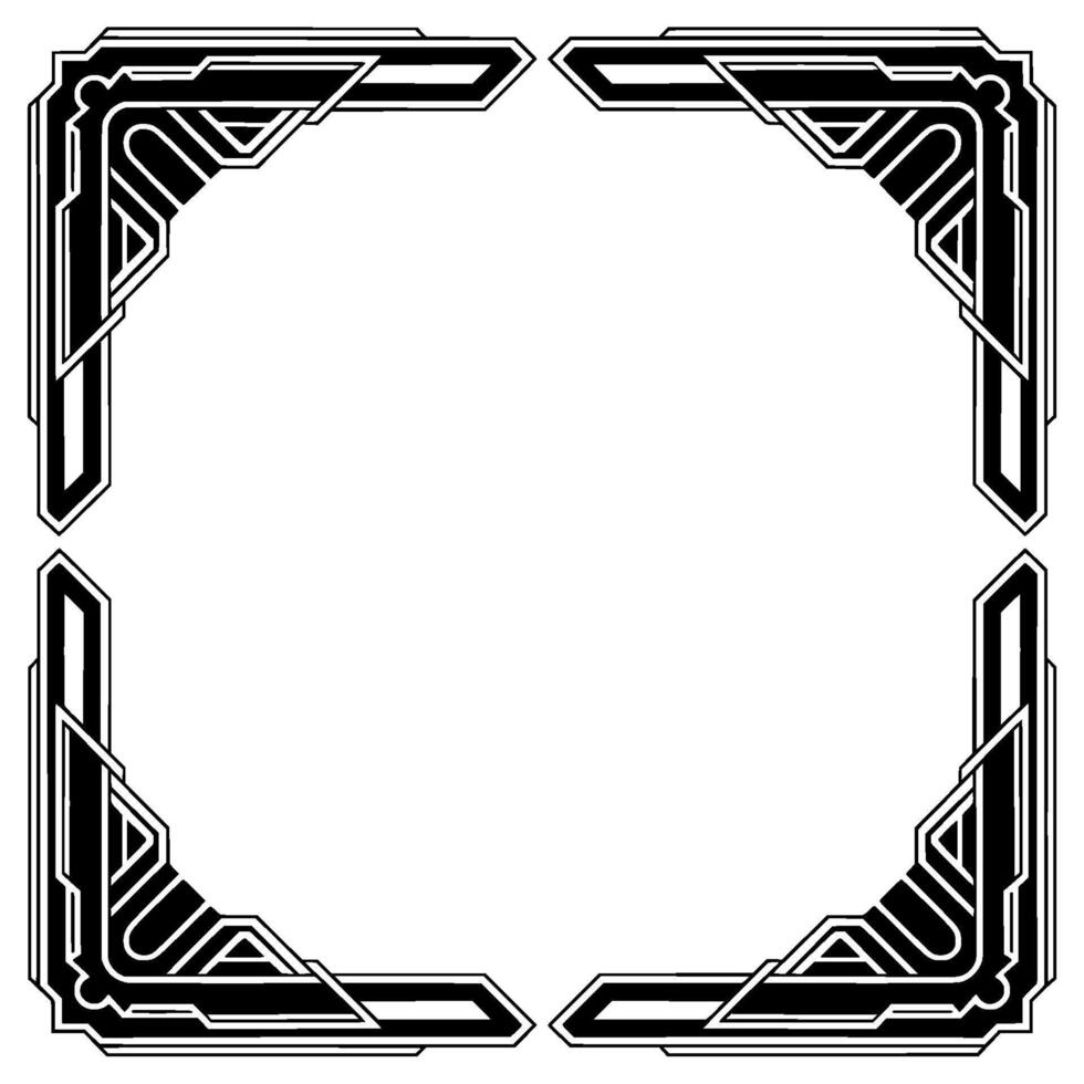Art Deco Frame , Geometric Border With Elegant Corners, Illustration vector