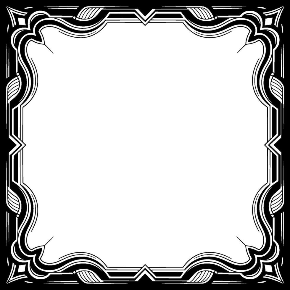 Art Deco Frame, Elegant Black White Border, Blank Space for Text vector