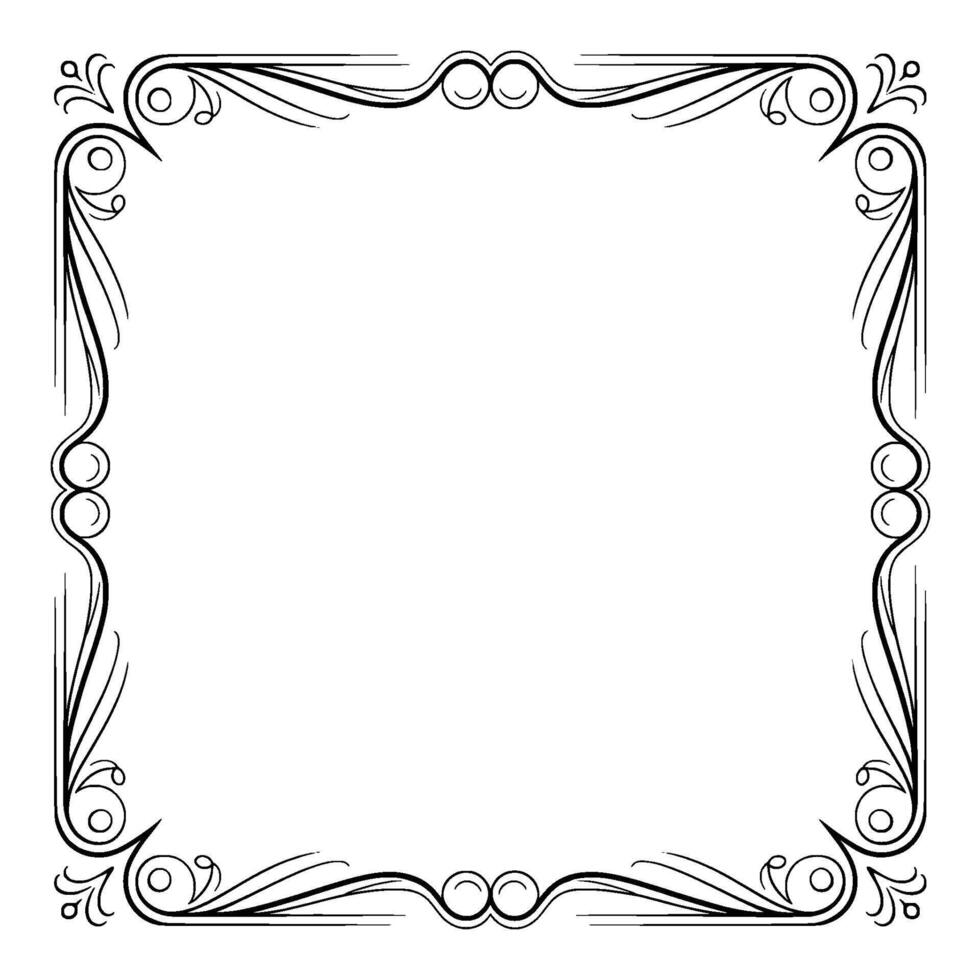 Elegant Decorative Frame, Swirls and Curves, White Background vector