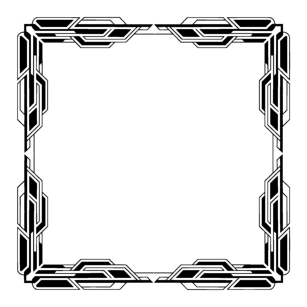 Art Deco Geometric Frame, Black and White, Modern Elegant vector