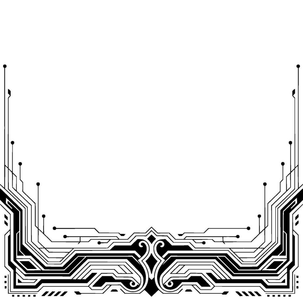 Futuristic Circuit Board Frame Black White Technology Background vector
