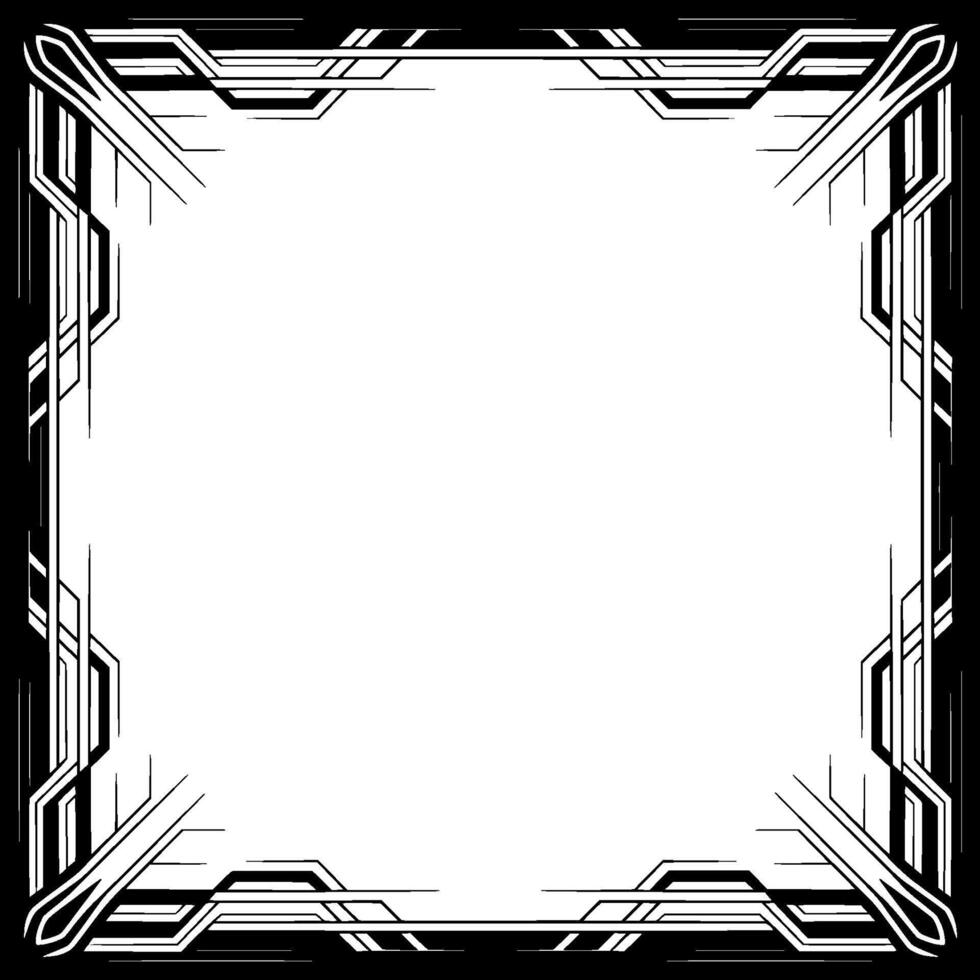 Art Deco Border Frame, Geometric Abstract , Black and White vector