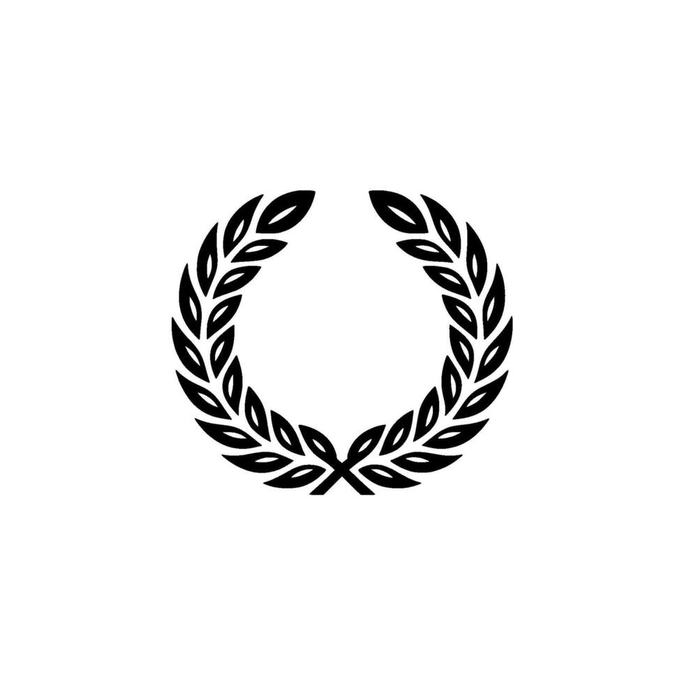 Black Laurel Wreath on White Minimalist , Symbol of Victory vector