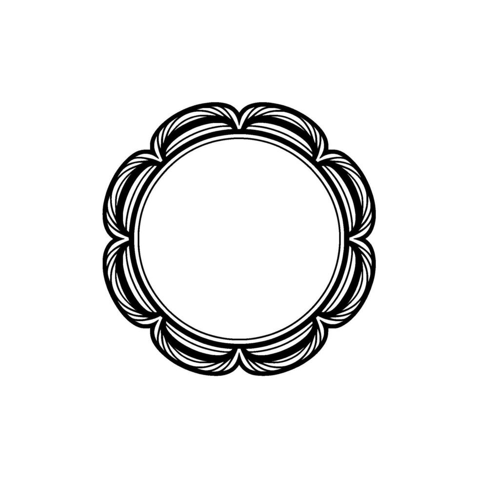 Elegant Floral Frame With Empty Center, Black and White vector
