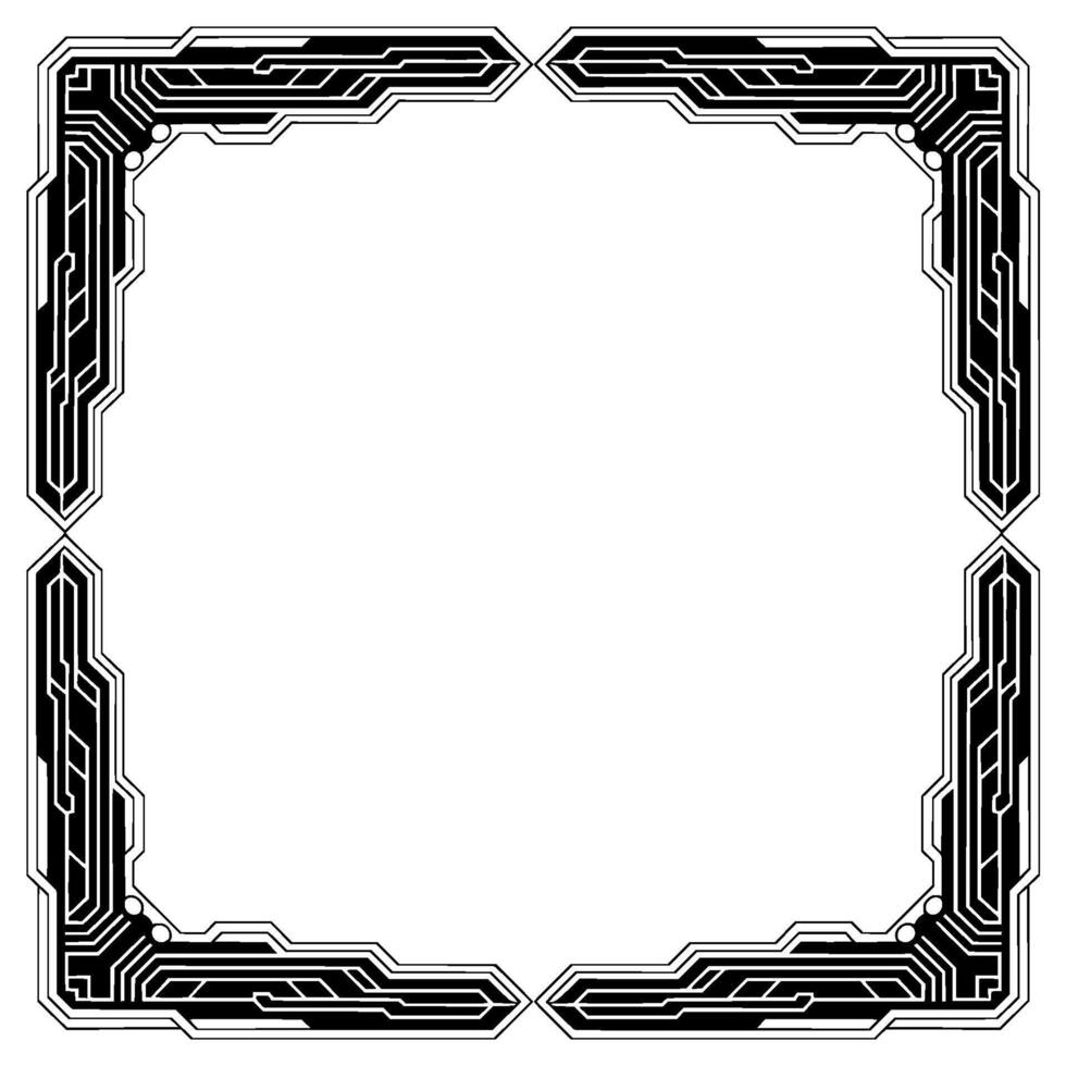 Techy Frame Border, Circuit Board , Futuristic White Space vector