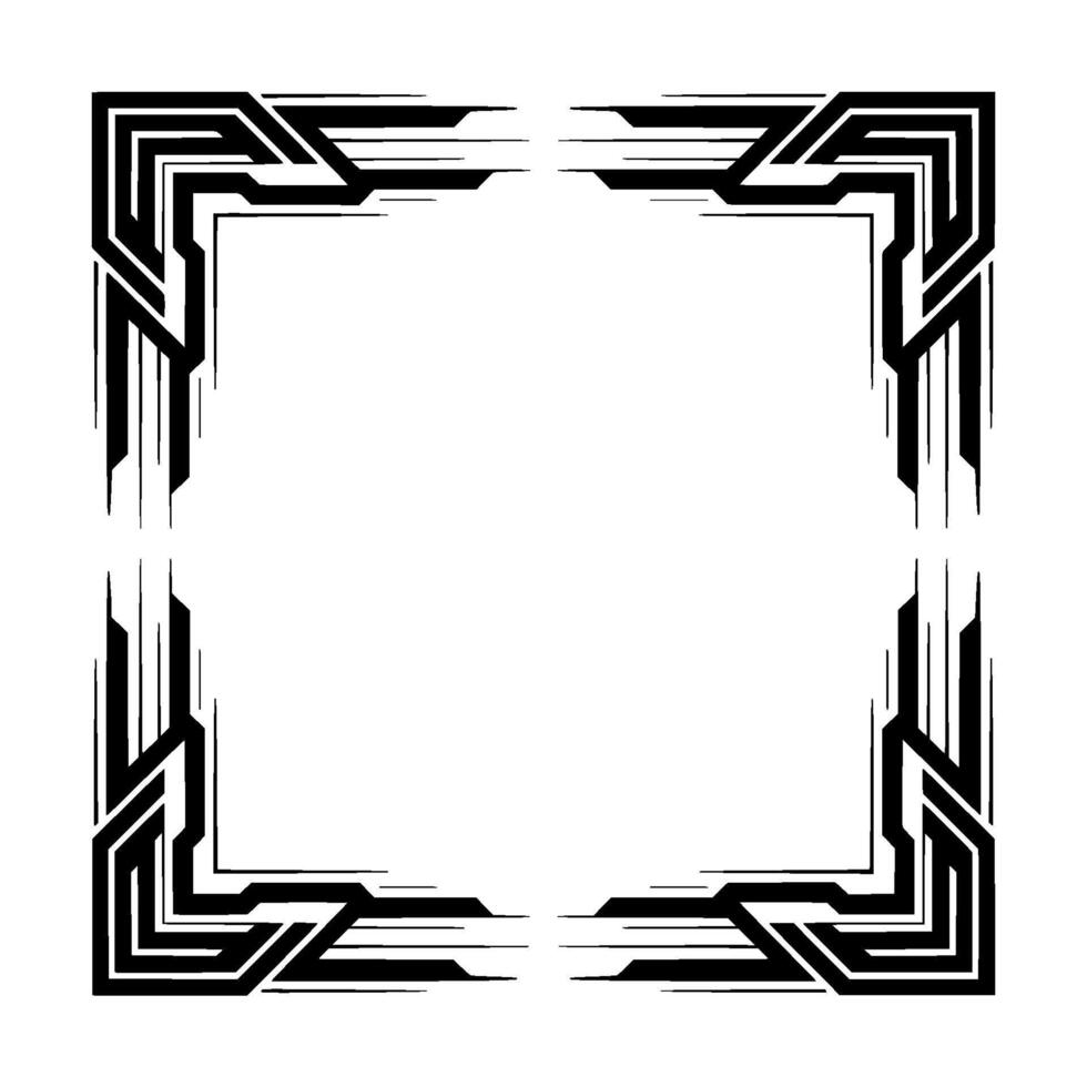 Geometric Art Deco Frame, Elegant Black White for Invitations vector