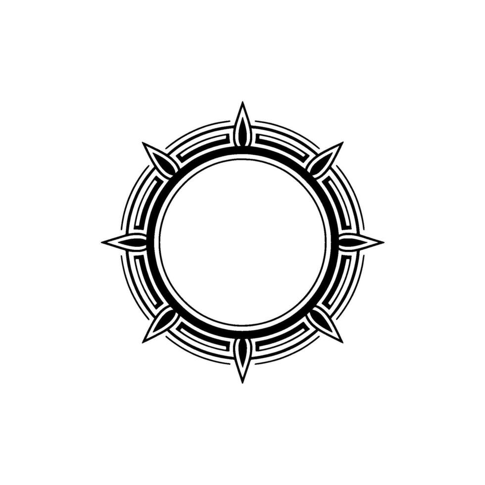 Decorative Circular Frame Black White Geometric for or Branding vector