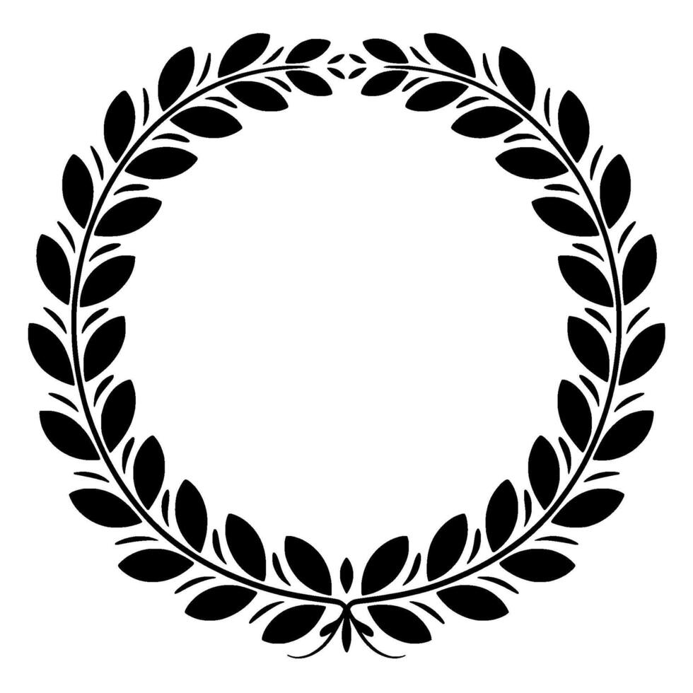 Elegant Black Laurel Wreath on White Background Award, Emblem, Element vector