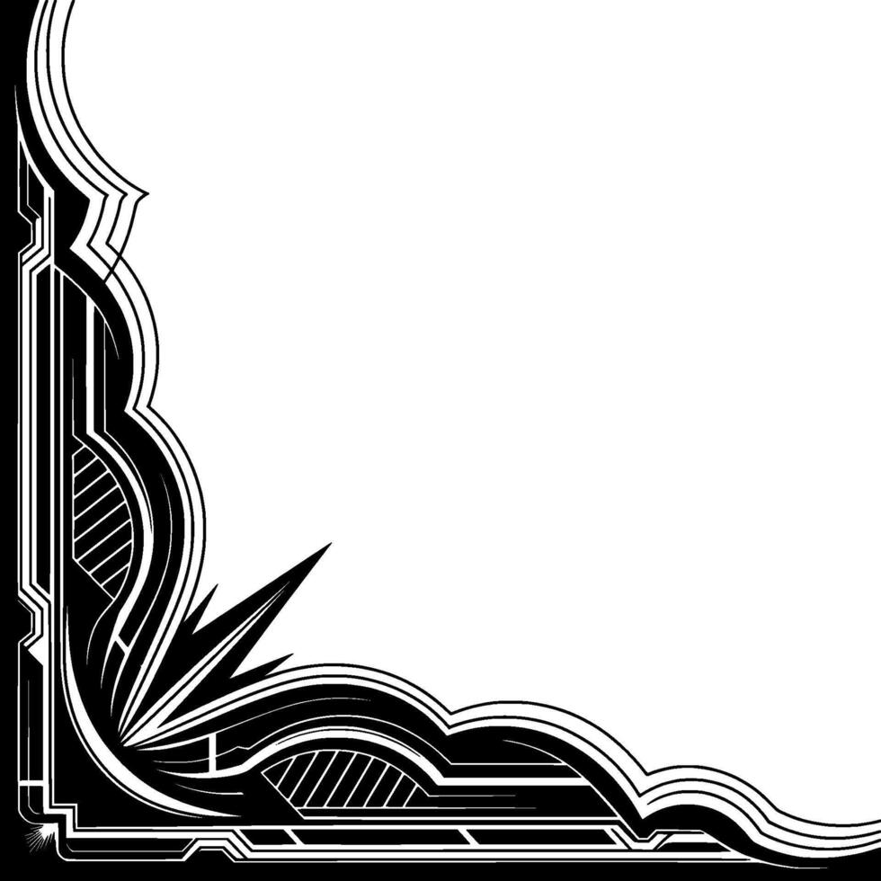 Art Deco Corner Border Elegant Black and White Element vector