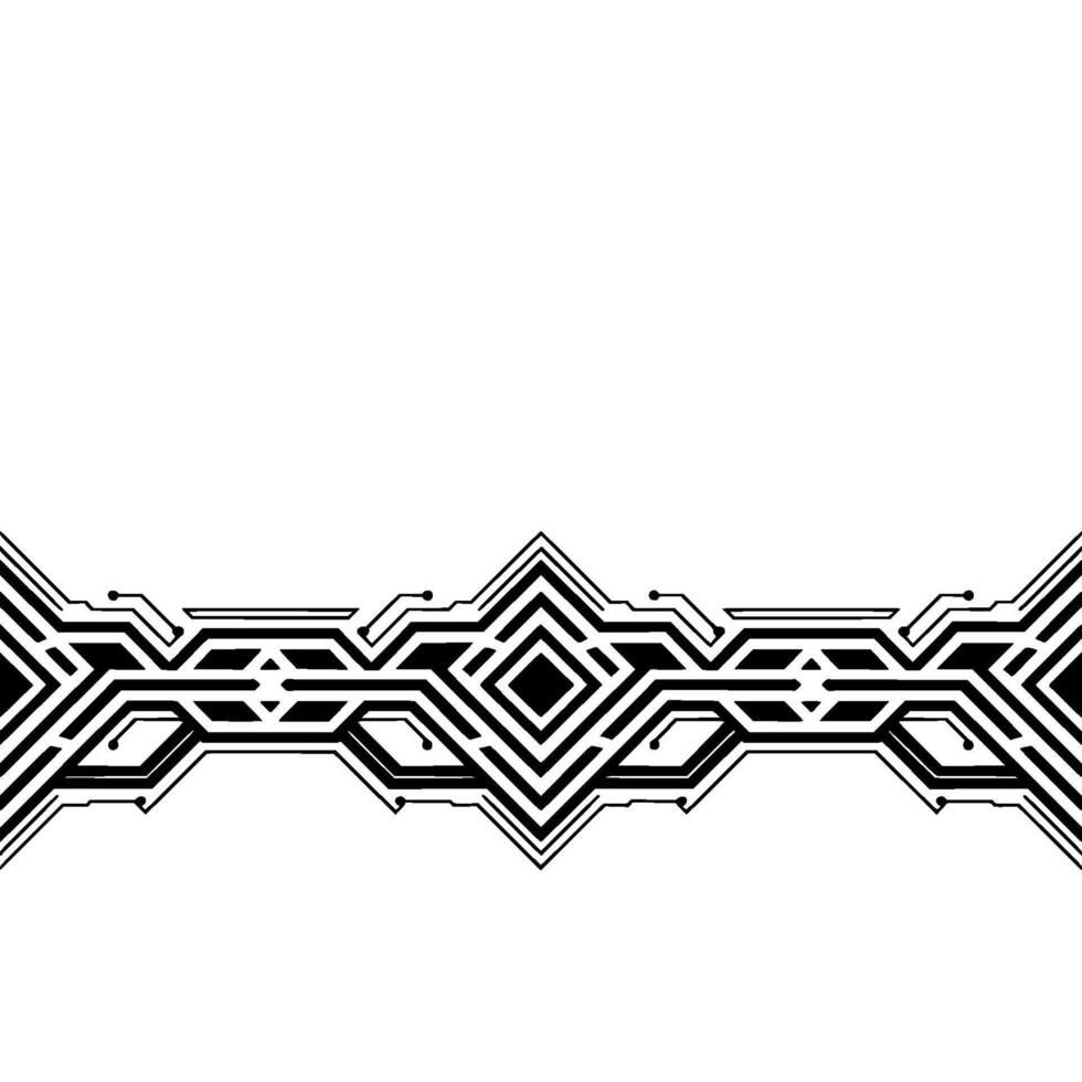Abstract Geometric Circuit Board Border, Black and White vector