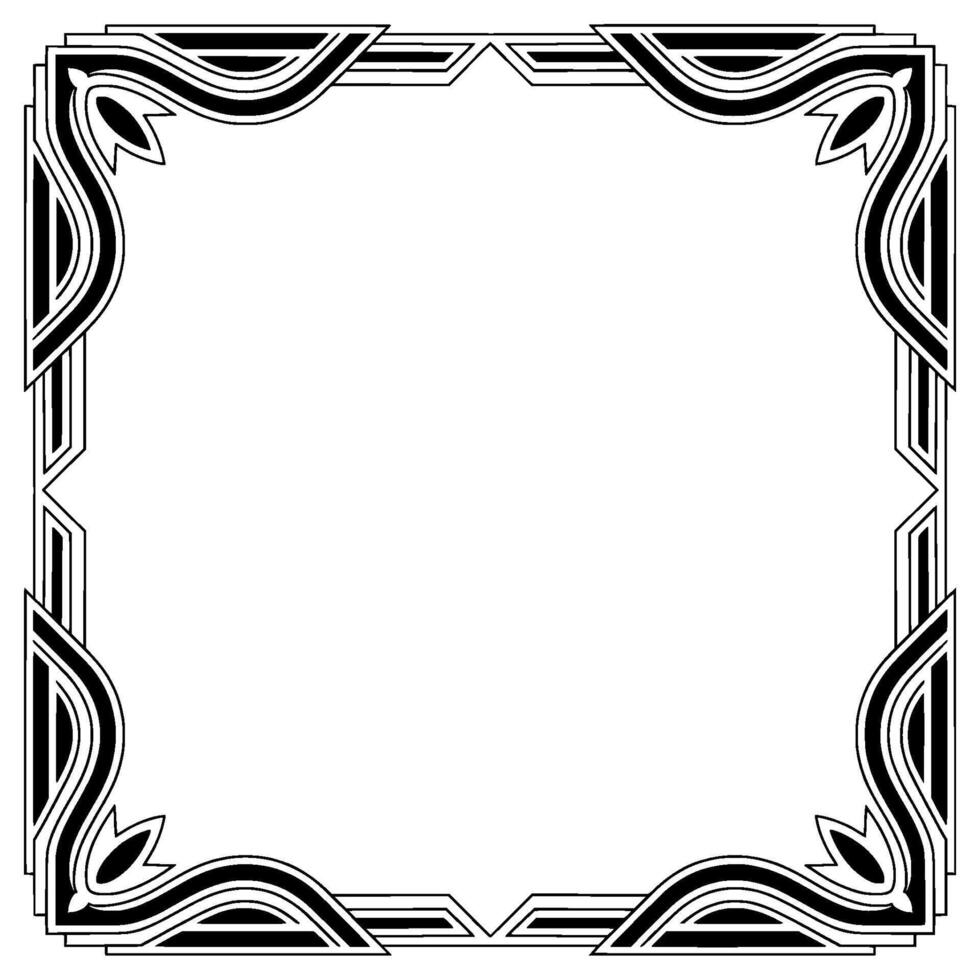 Art Deco Frame Border Elegant Black and White Element vector