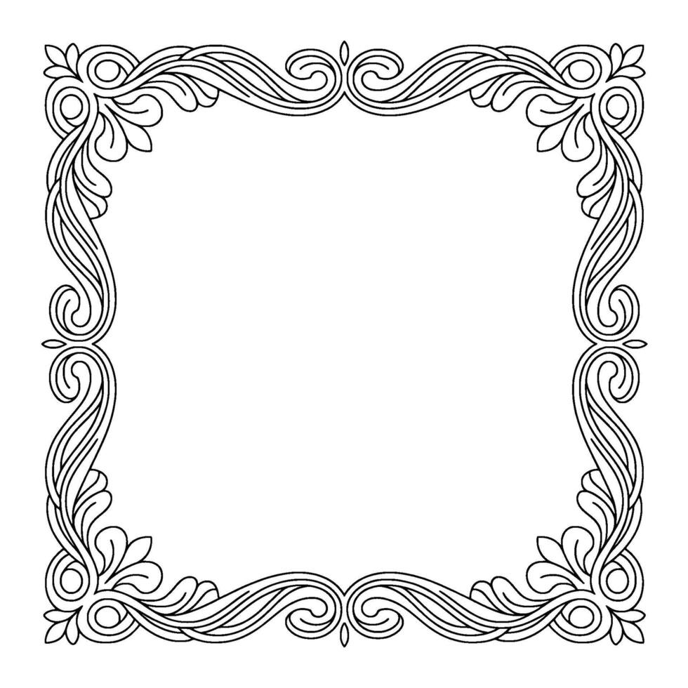 Elegant Decorative Frame in Black and White, Floral Pattern vector