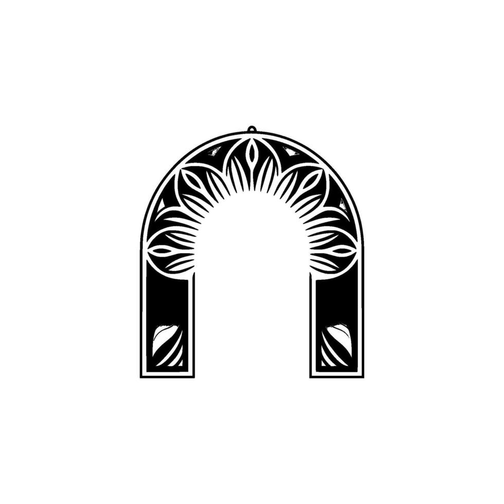 Ornamental Archway Illustration, Monochrome, Elegant Element vector