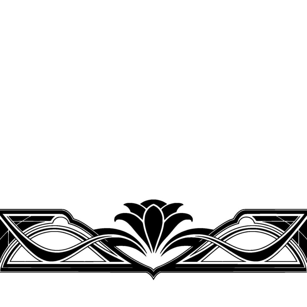 Art Deco Lotus Border in Black White vector
