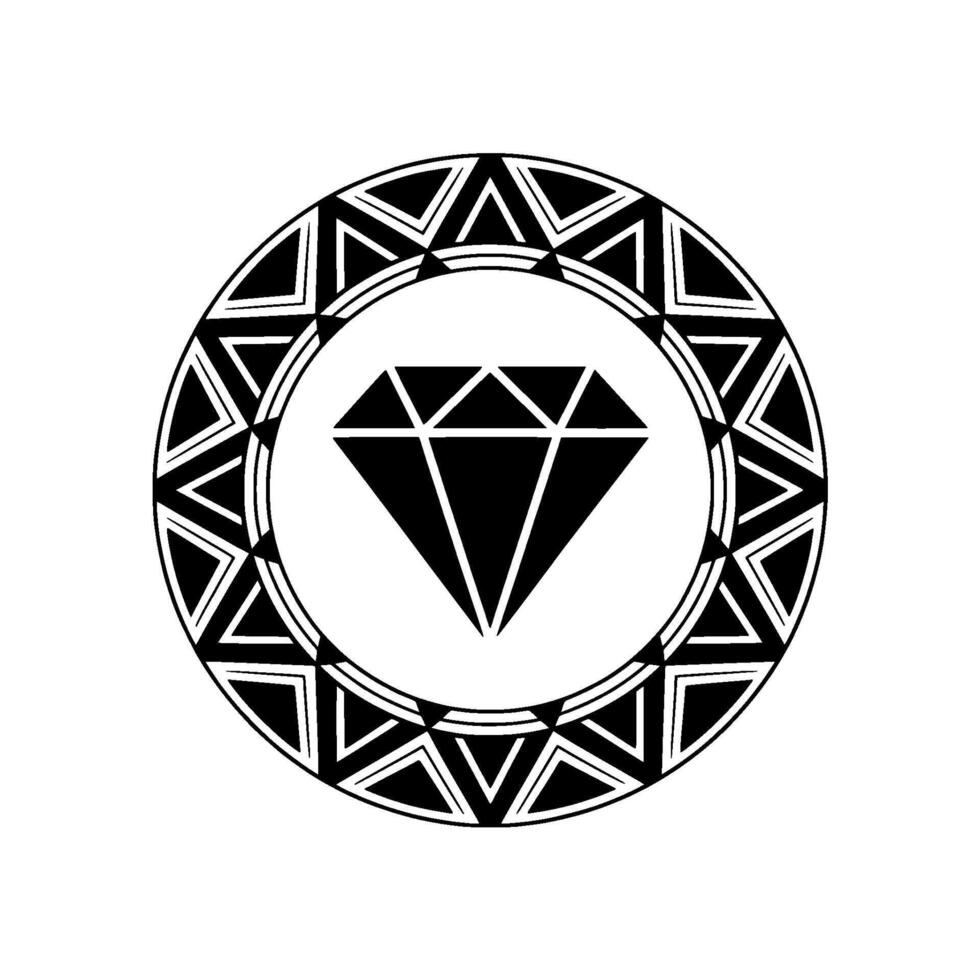 Diamond in Ornamental Circle Geometric Minimalist vector