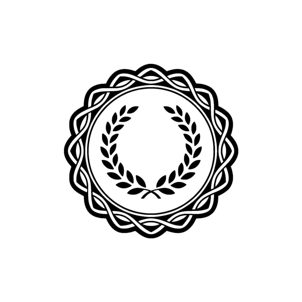 Elegant Black and White Laurel Wreath Crest Illustration vector
