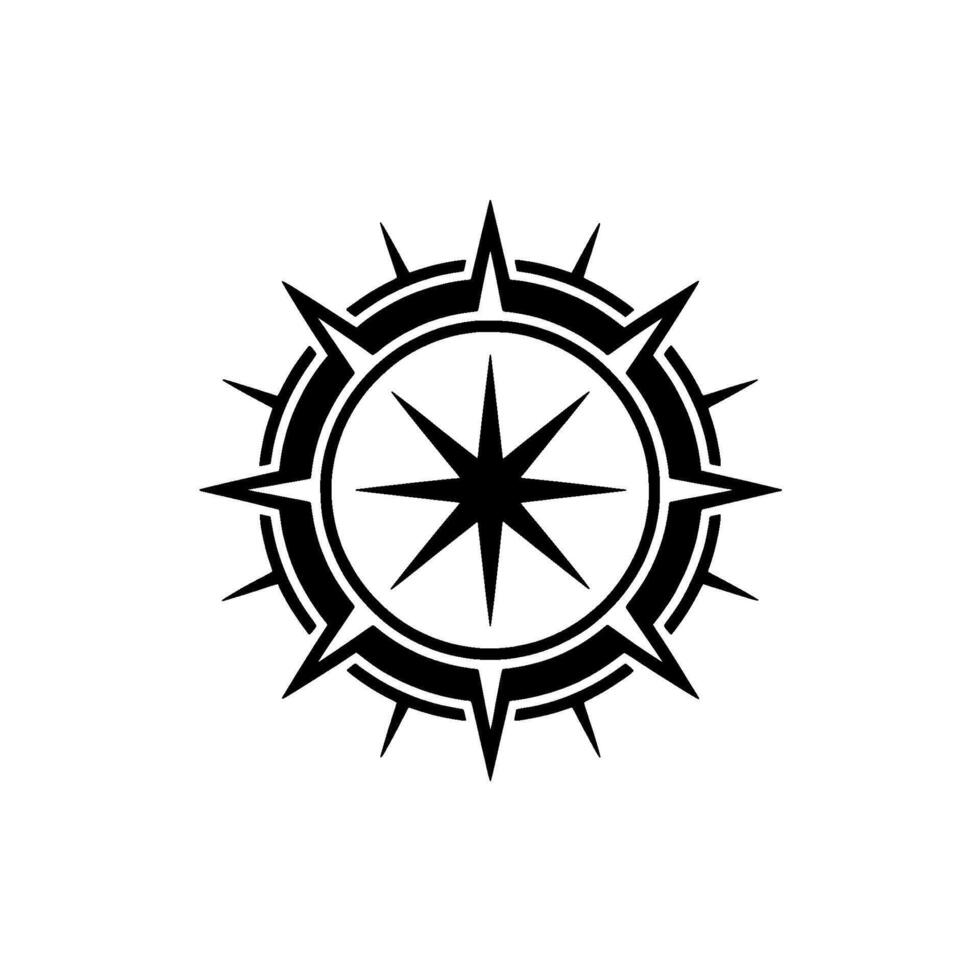 Geometric Compass Rose in Black and White vector
