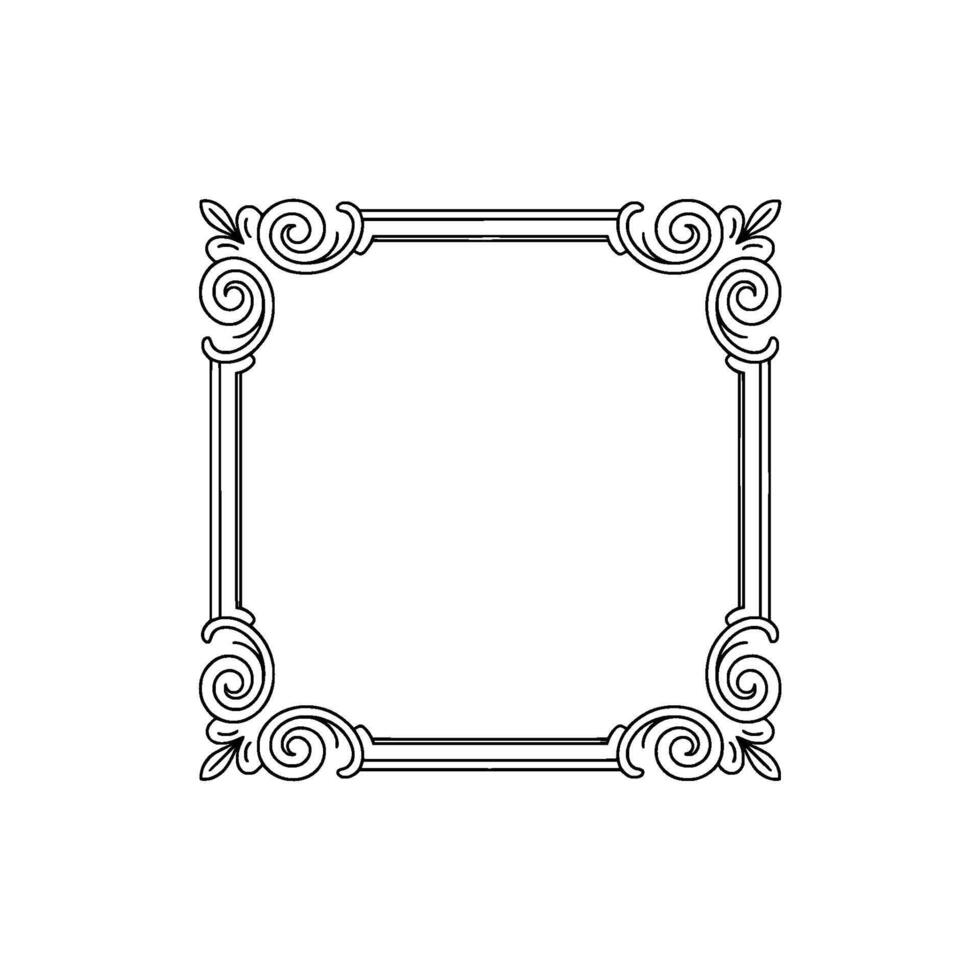 Elegant Ornamental Frame, Monochrome Line Art , Empty Space vector