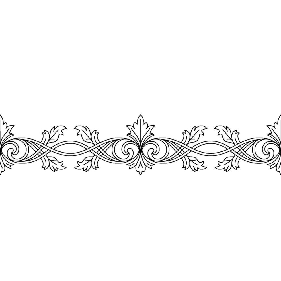 Elegant Black and White Floral Border, Classic vector