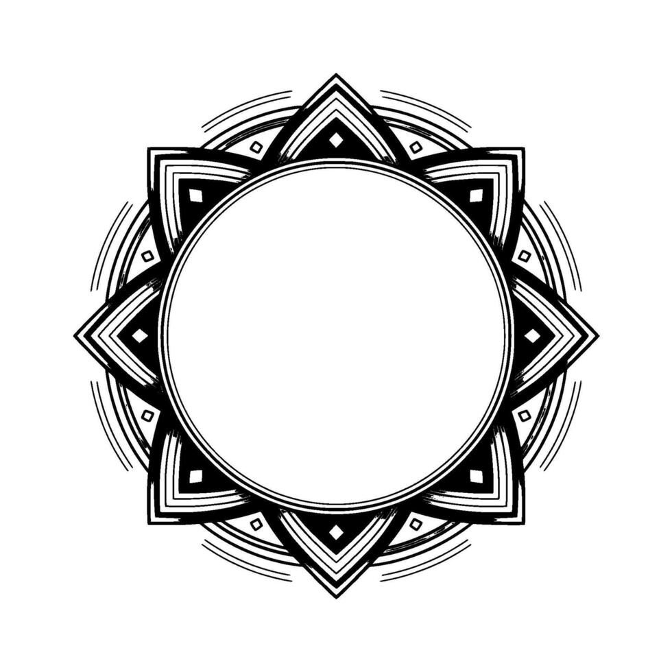 Minimalist Geometric Mandala With Blank Center in Grayscale vector