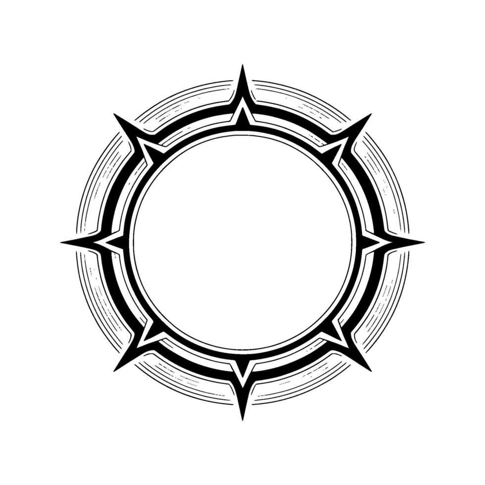 Stylized Circular Frame With Spiked Elements on White Background vector