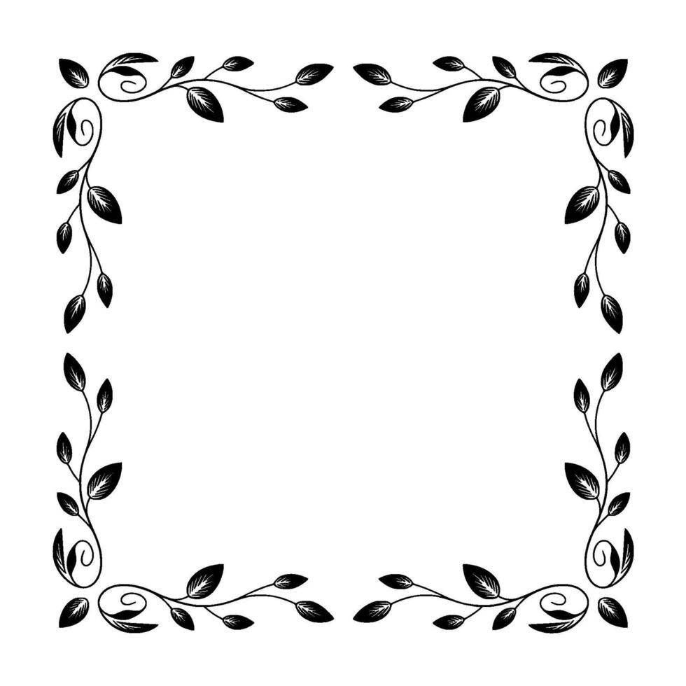 Elegant Floral Frame Minimalist Leaf Vines on Cream Background vector