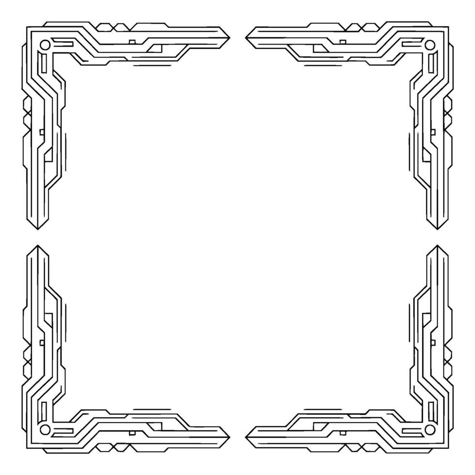 Futuristic Circuit Board Corner Frame Clean Tech , White Space vector