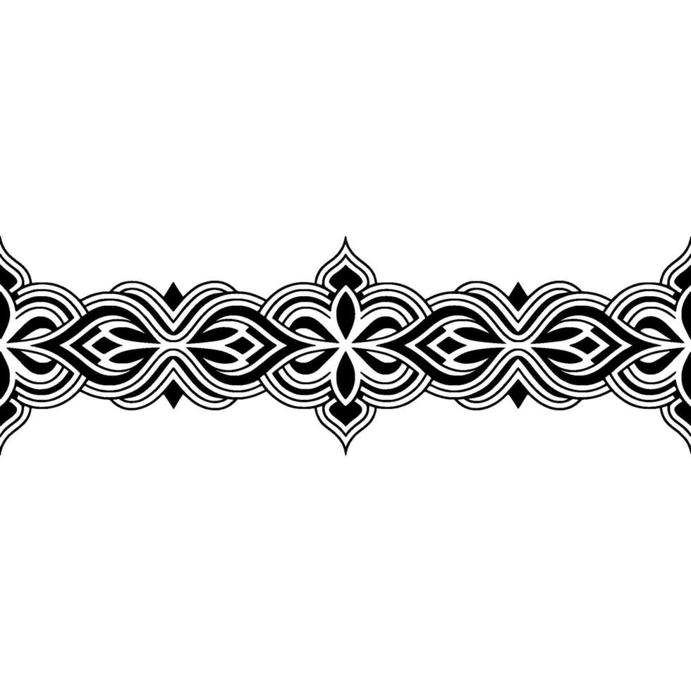 Intricate Black and White Floral Border, Elegant vector
