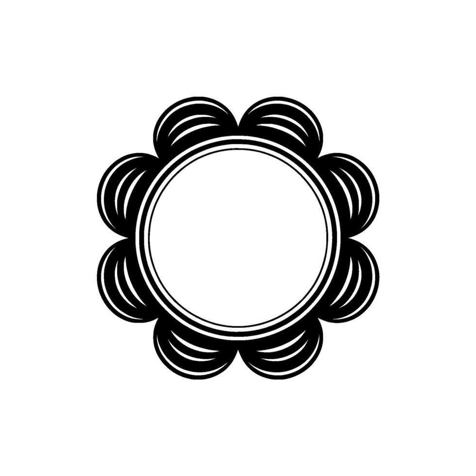 Black White Floral Frame , Elegant Modern Aesthetic vector