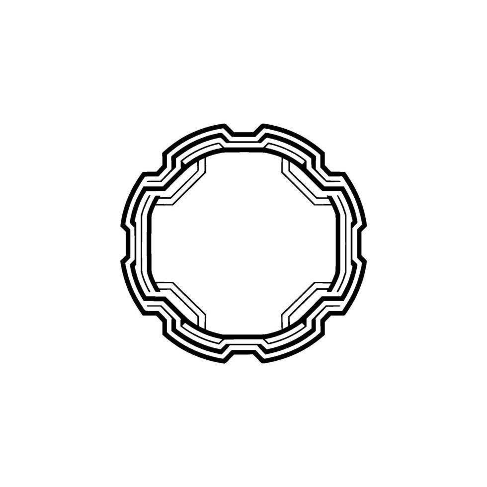 Geometric Tech Frame Minimalist Black White Circle for Branding vector