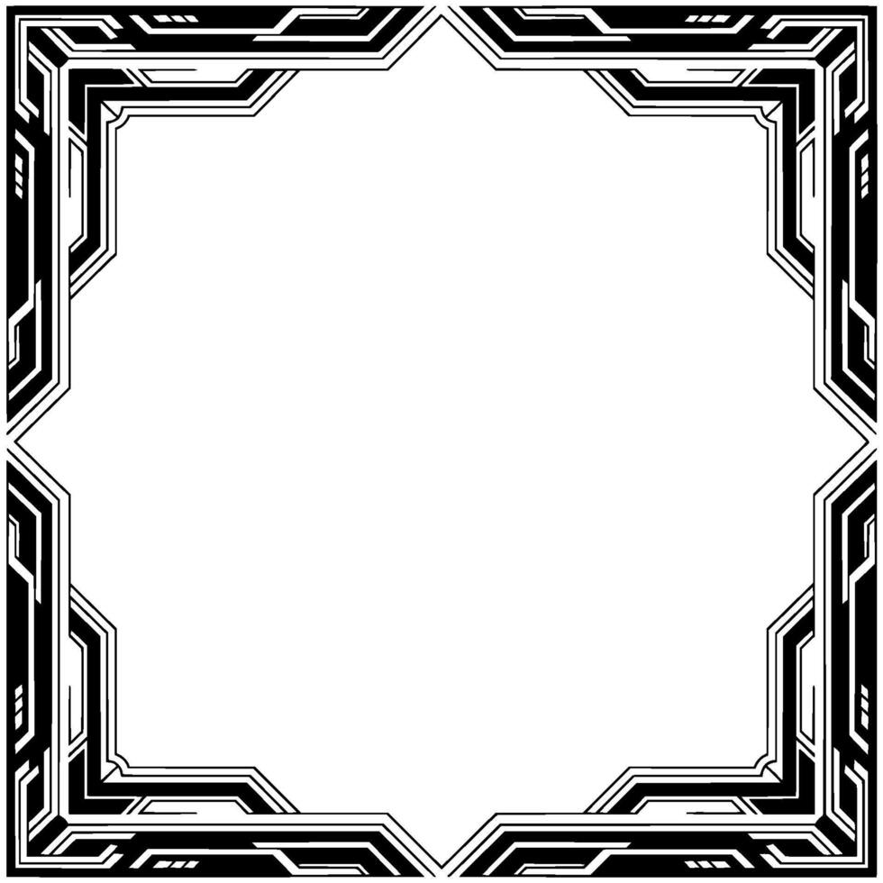 Geometric Frame, Black and White, Techy Border, Modern Element vector