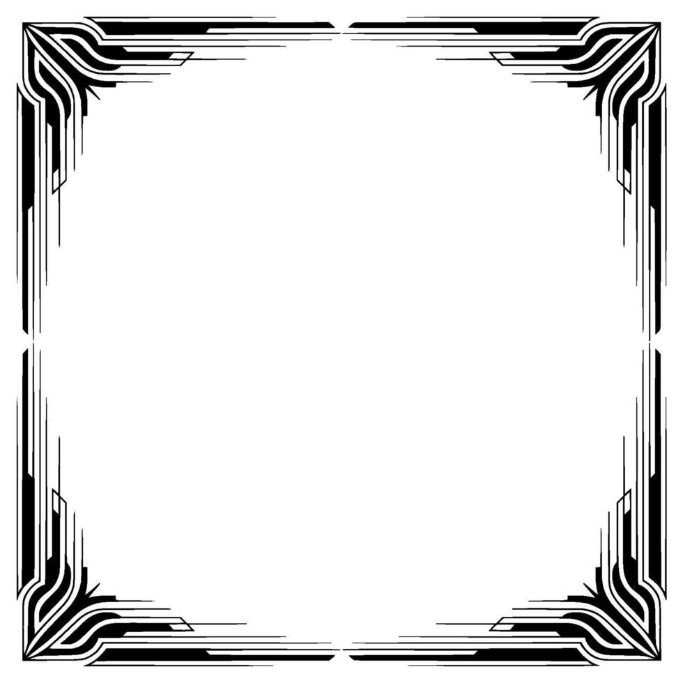 Art Deco Border Frame Geometric Black and White , Empty Center vector