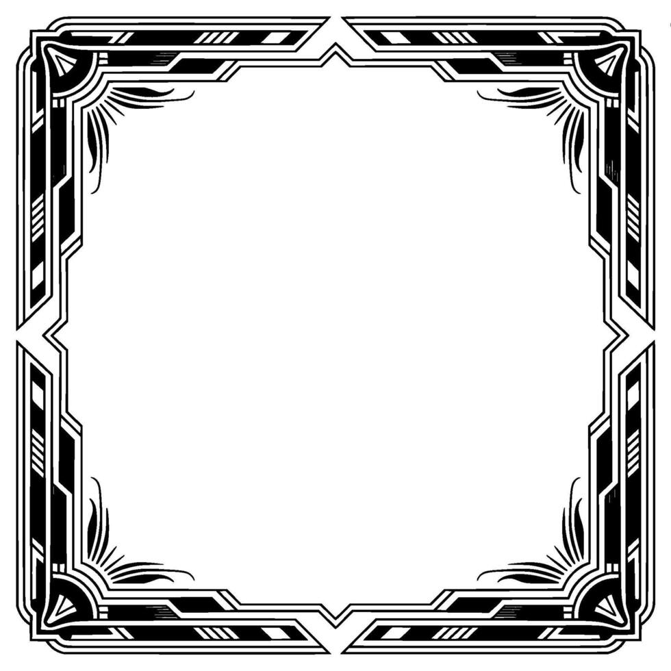 Art Deco Square Frame on Gradated Background Black White, Decorative Border vector