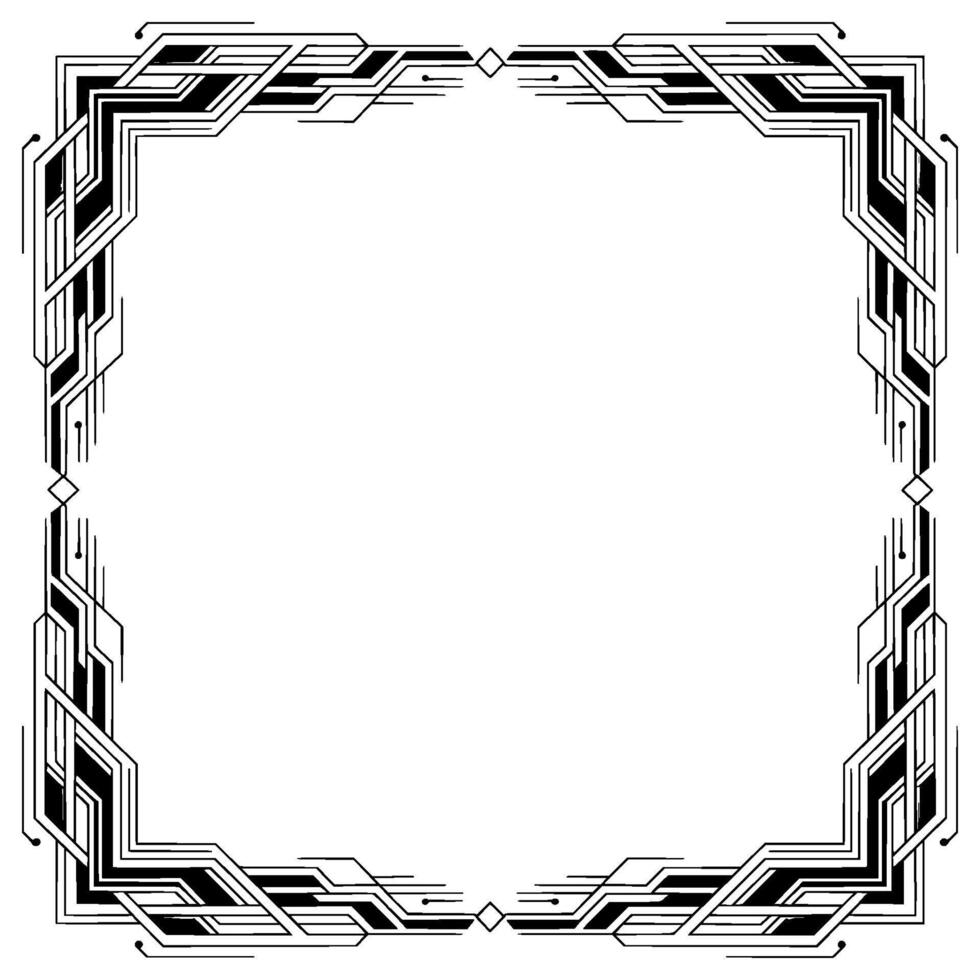 Art Deco Geometric Frame Elegant Border on White Background vector