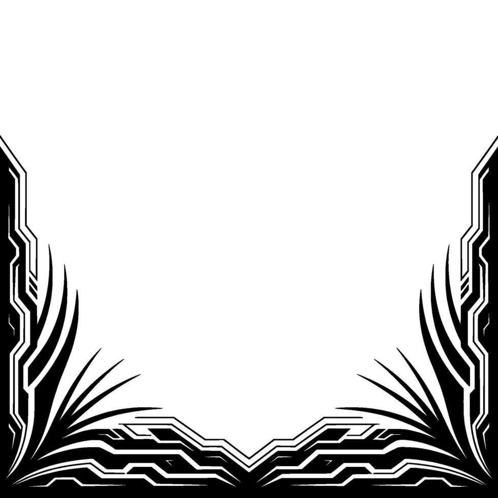 Futuristic Corner Element Black and White Tech Edge, Illustration vector