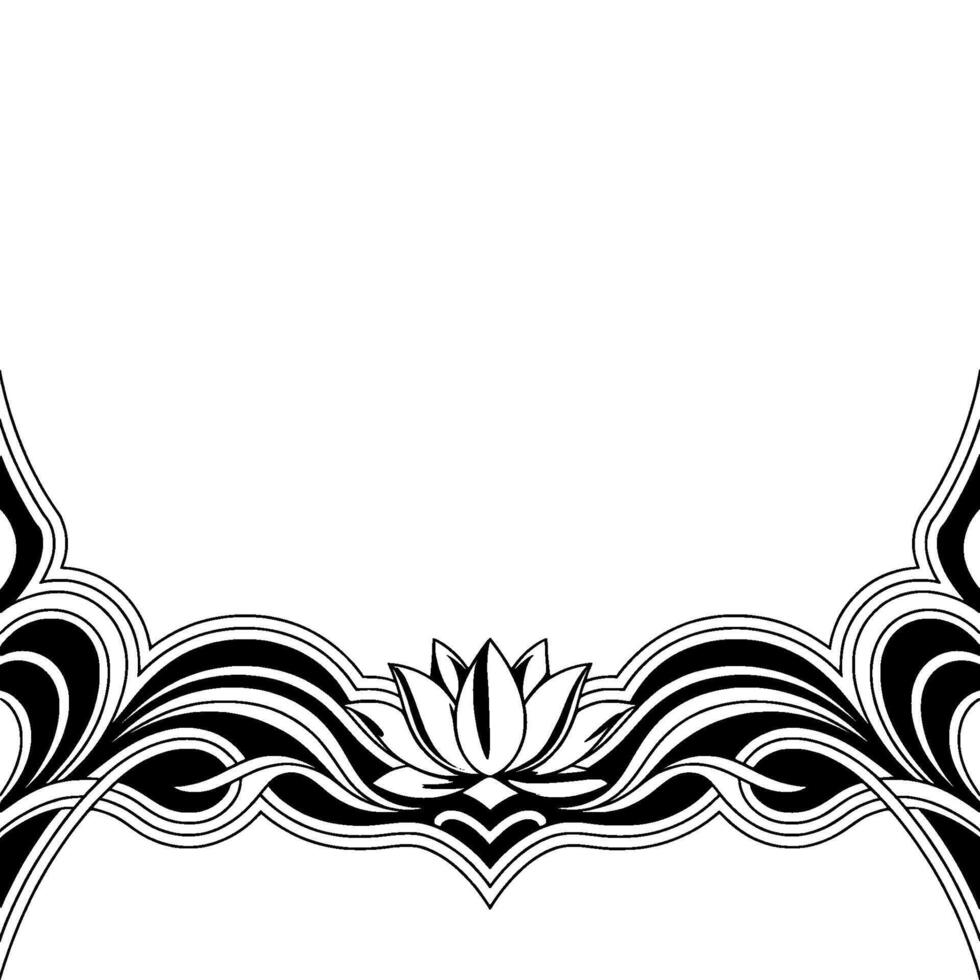 Elegant Lotus Flower Border, Black and White , Minimalist Aesthetic vector