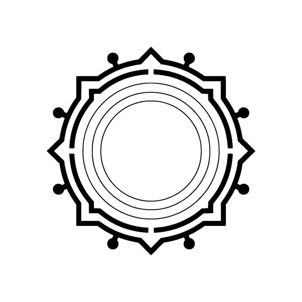 Geometric Mandala With Black Outline and Circles on White Background vector