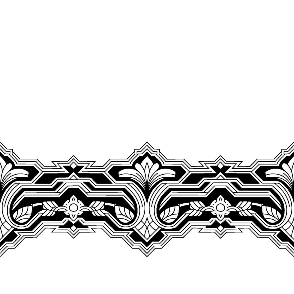 Elegant Black and White Art Deco Border on White Background vector