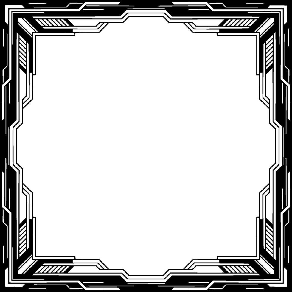 Futuristic Tech Frame Geometric Black and White vector