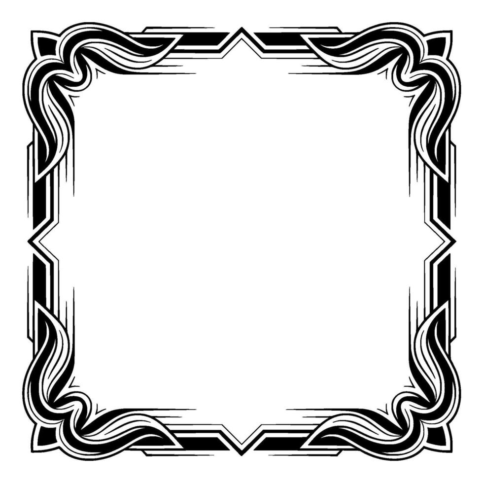 Art Deco Frame Elegant Black and White Border, Empty Space for vector