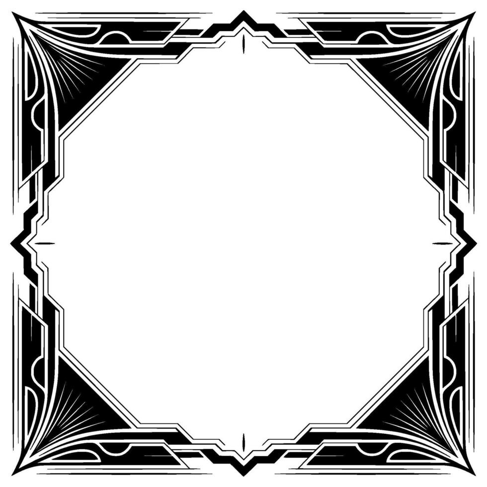 Art Deco Octagon Frame Elegant Black White Element vector