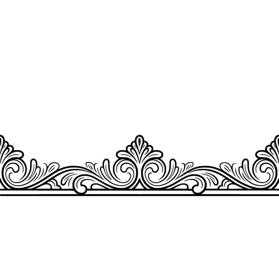 Elegant Floral Border in Black and White, Ornamental Scrollwork vector