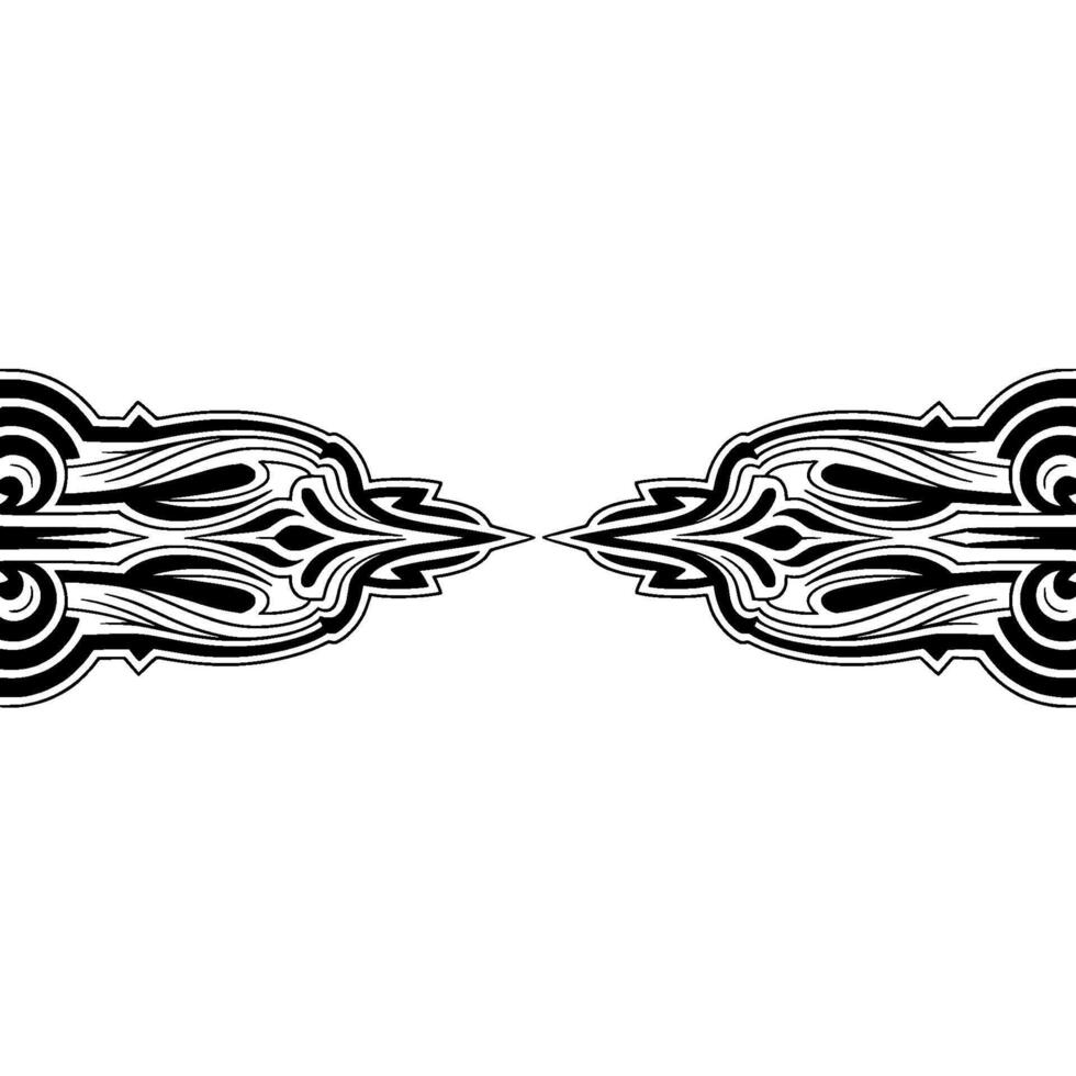 Symmetrical Black and White Ornament Abstract , Border Element vector