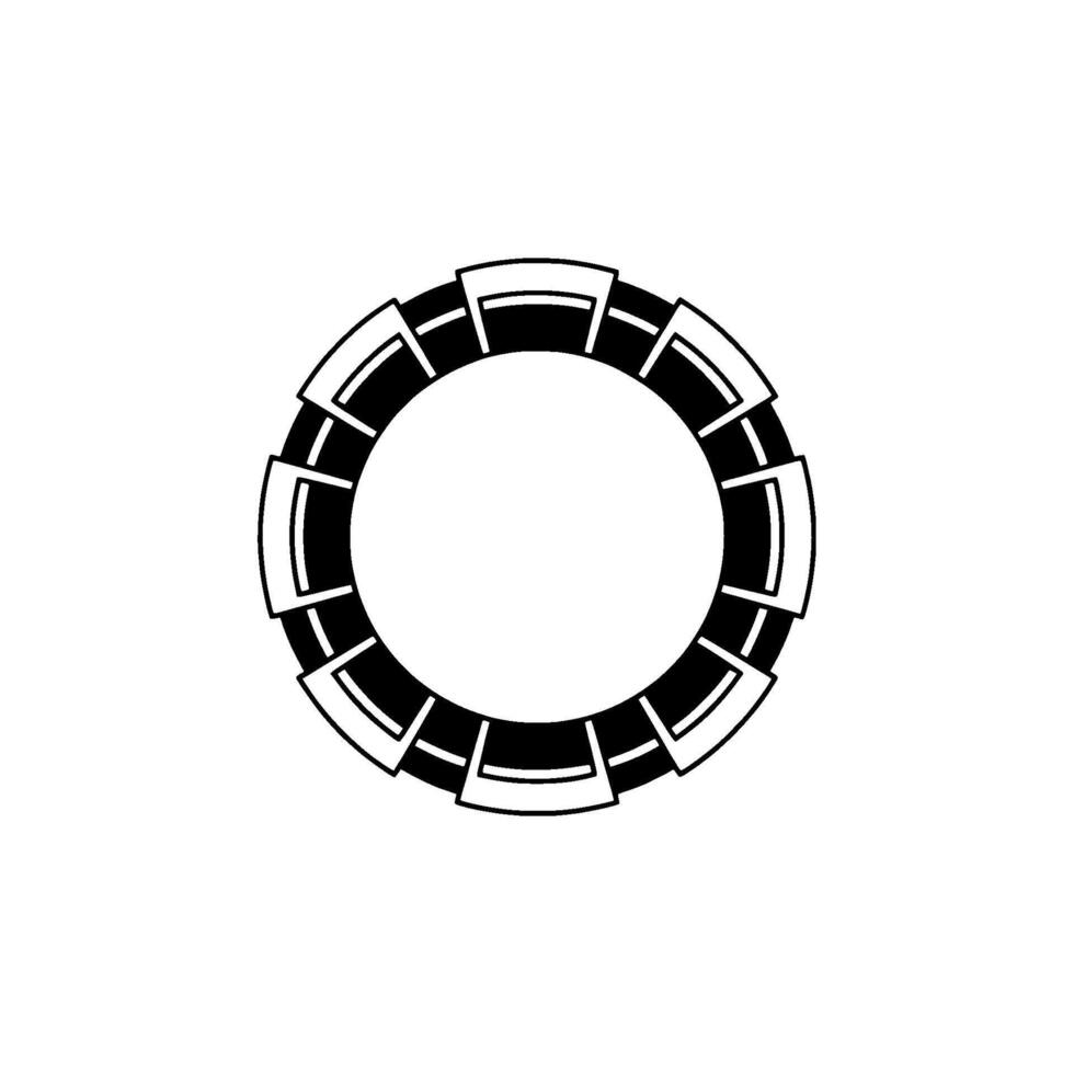 Futuristic Circular Element in Geometric Black and White vector