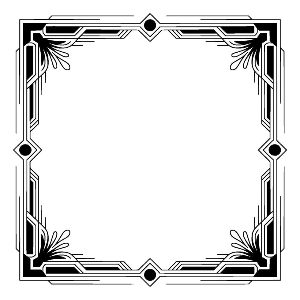 Art Deco Frame Elegant Black White Border, Invitation vector